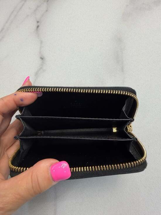 Gucci Logo Print Black Leather Zip-Around Coin Case Card Wallet 547597 - Picture 5 of 8